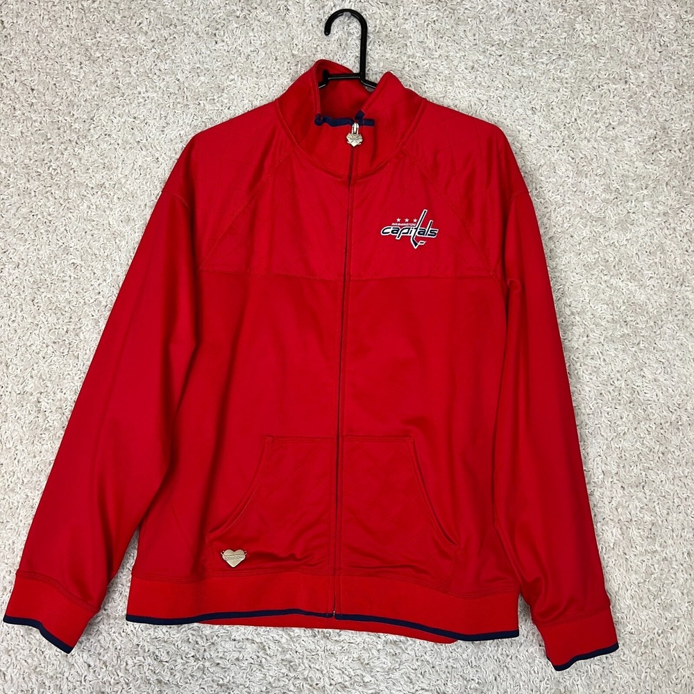 Washington Capitals Hockey Full Zip Jacket Womens XL Red Reebok Pockets NHL